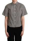 Dolce & Gabbana Black White Zigzag Collar Cotton Top Shirt by Dolce & Gabbana