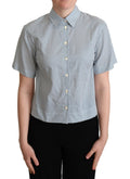Dolce & Gabbana White Blue Polka Dot Cotton Shirt by Dolce & Gabbana