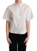Dolce & Gabbana White Polka Dot Cotton Collared Shirt Top by Dolce & Gabbana