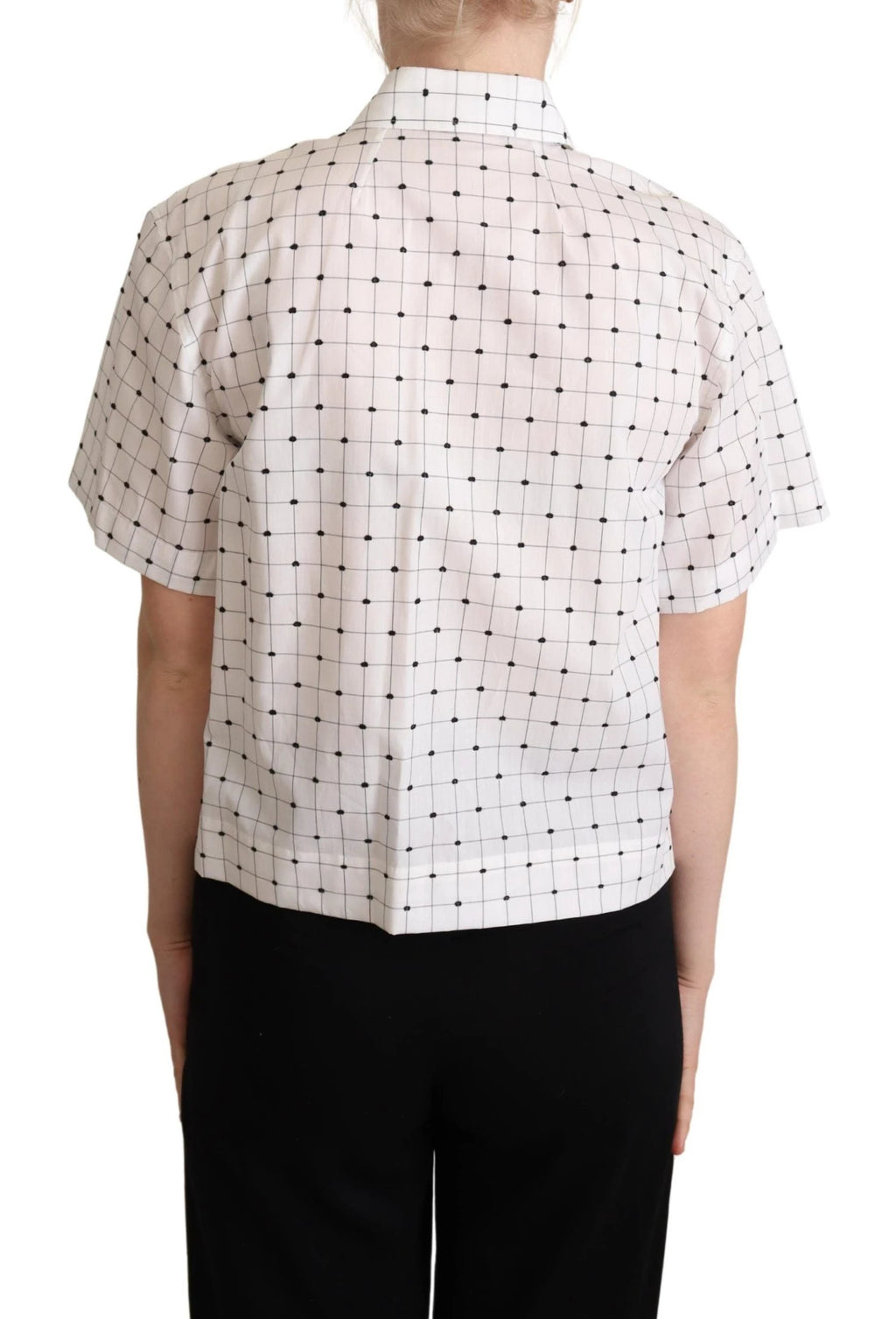 Dolce & Gabbana White Polka Dot Cotton Collared Shirt Top by Dolce & Gabbana