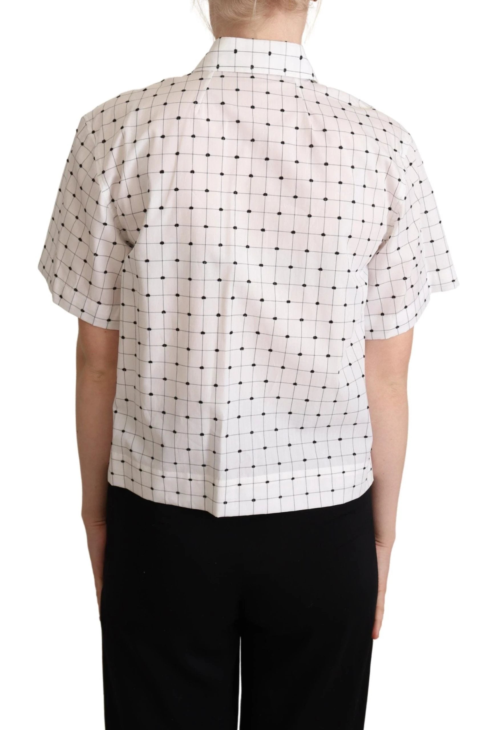 Dolce & Gabbana White Polka Dot Cotton Collared Shirt Top by Dolce & Gabbana