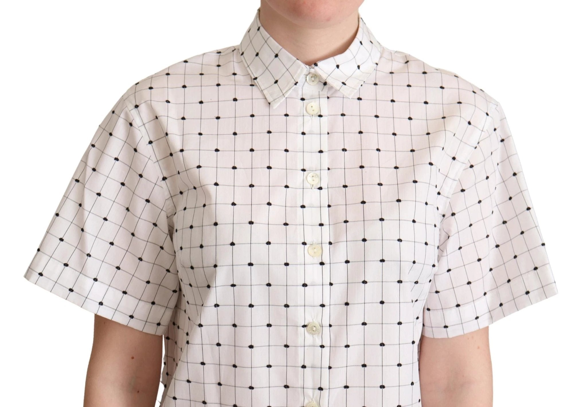 Dolce & Gabbana White Polka Dot Cotton Collared Shirt Top by Dolce & Gabbana