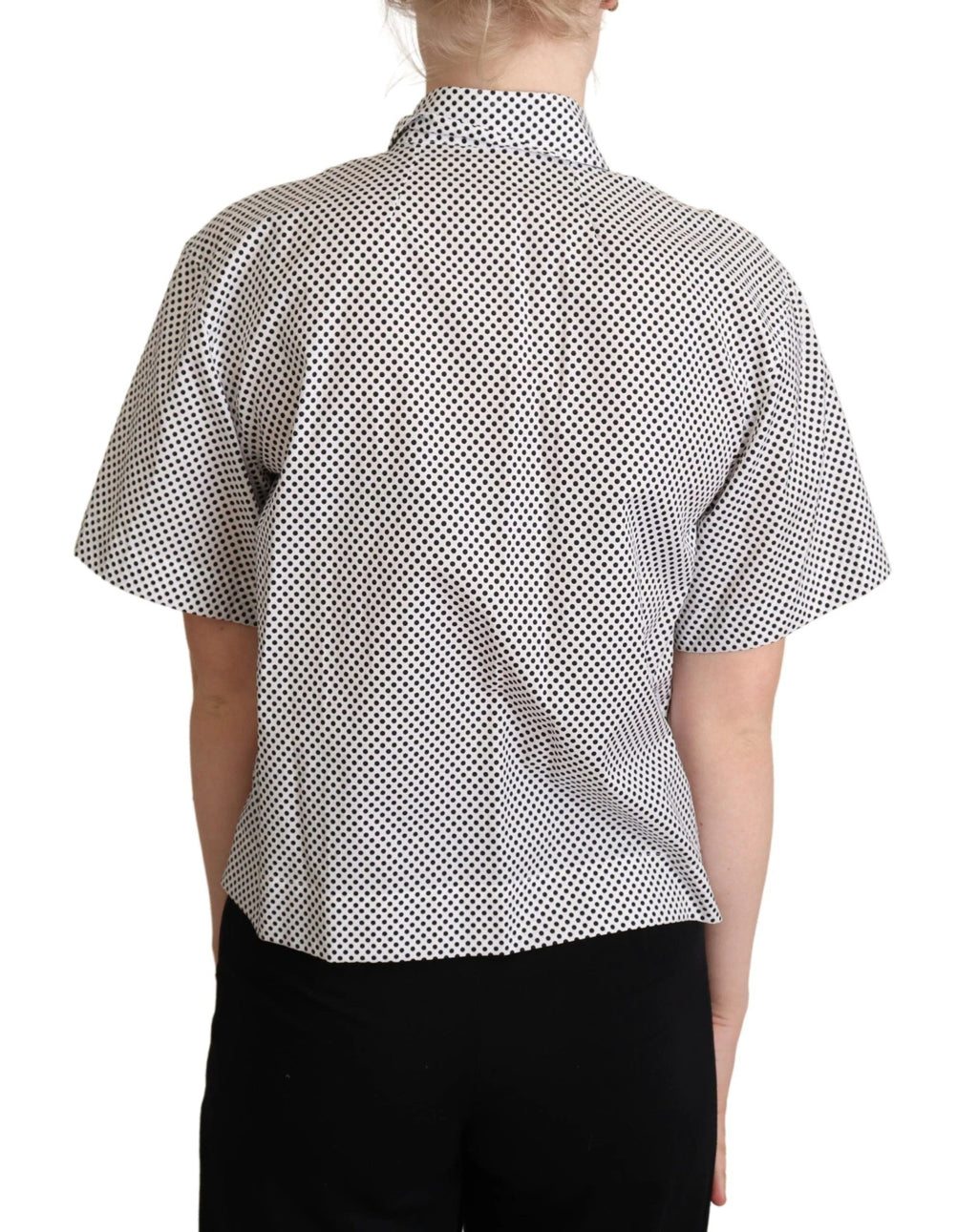 Dolce & Gabbana Black Polka Dot Collared Shirt White by Dolce & Gabbana