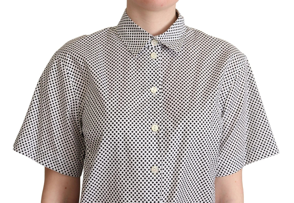 Dolce & Gabbana Black Polka Dot Collared Shirt White by Dolce & Gabbana