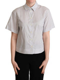 Dolce & Gabbana White Gray Polka Dots Collared Button Shirt by Dolce & Gabbana