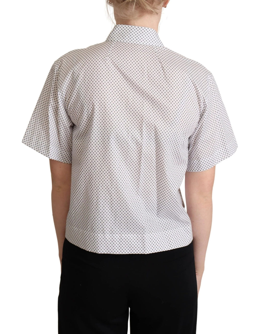 Dolce & Gabbana White Gray Polka Dots Collared Button Shirt by Dolce & Gabbana