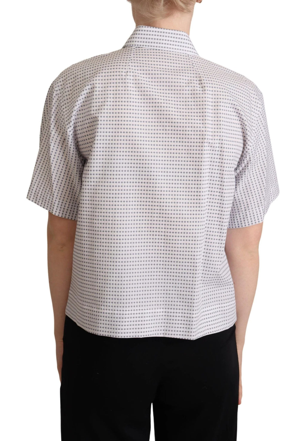 Dolce & Gabbana White Polka Dots Collared Blouse Shirt by Dolce & Gabbana
