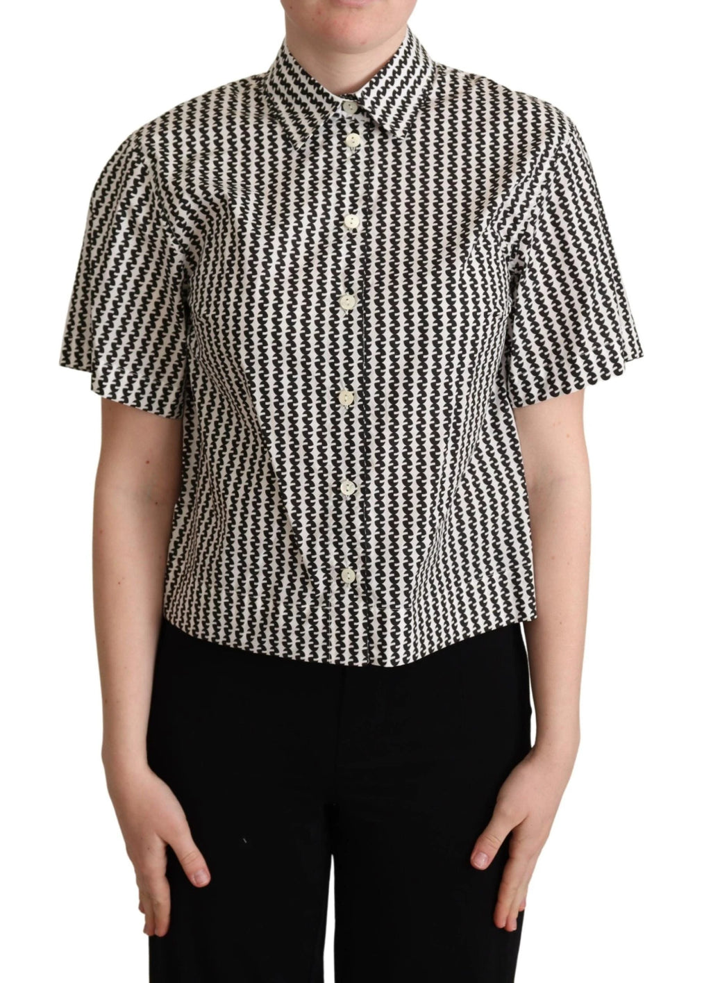 Dolce & Gabbana White Black Fantasy Pattern Shirt by Dolce & Gabbana