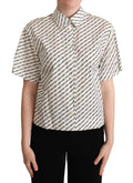 Dolce & Gabbana White Dotted Collared Blouse Shirt by Dolce & Gabbana