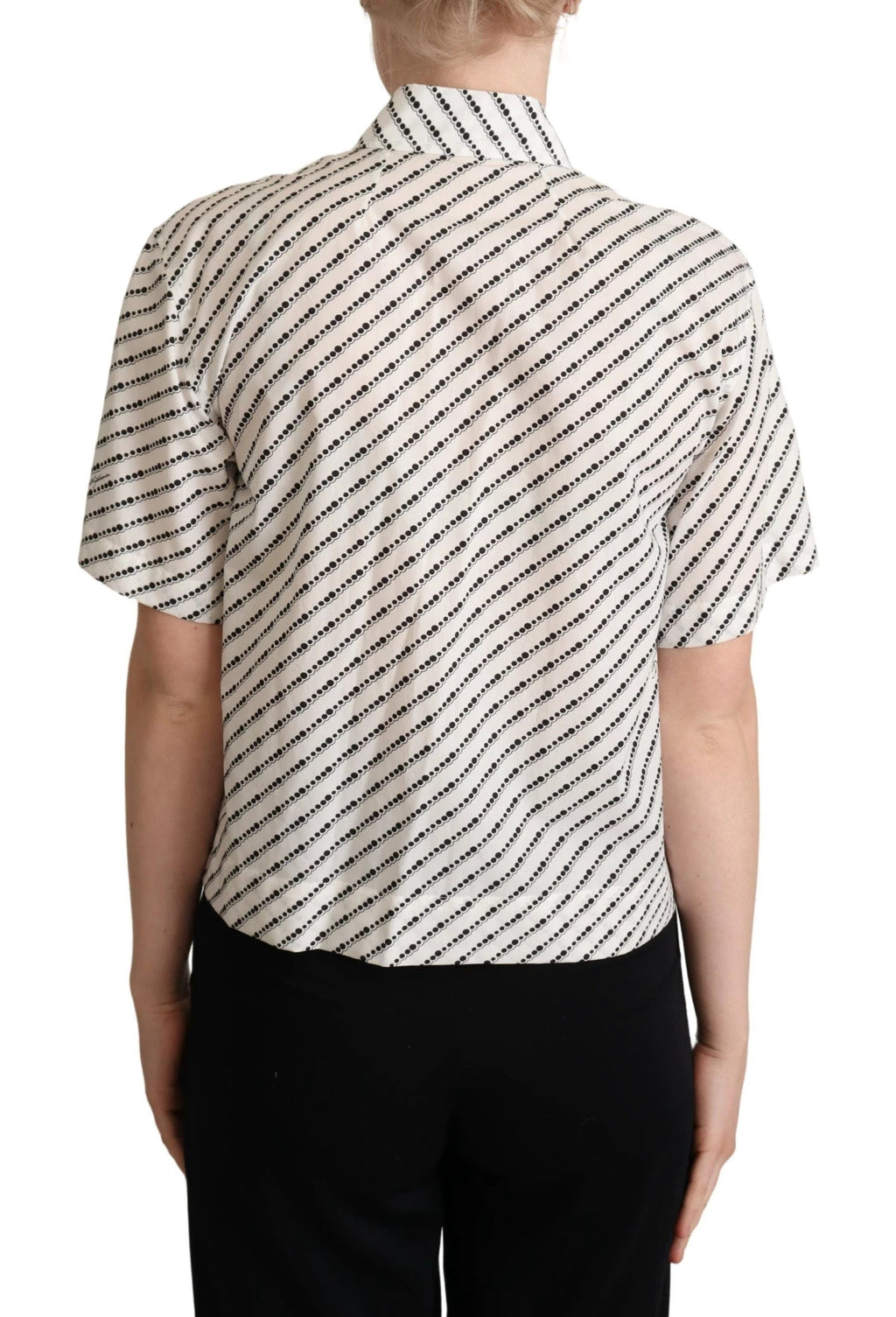 Dolce & Gabbana White Dotted Collared Blouse Shirt by Dolce & Gabbana