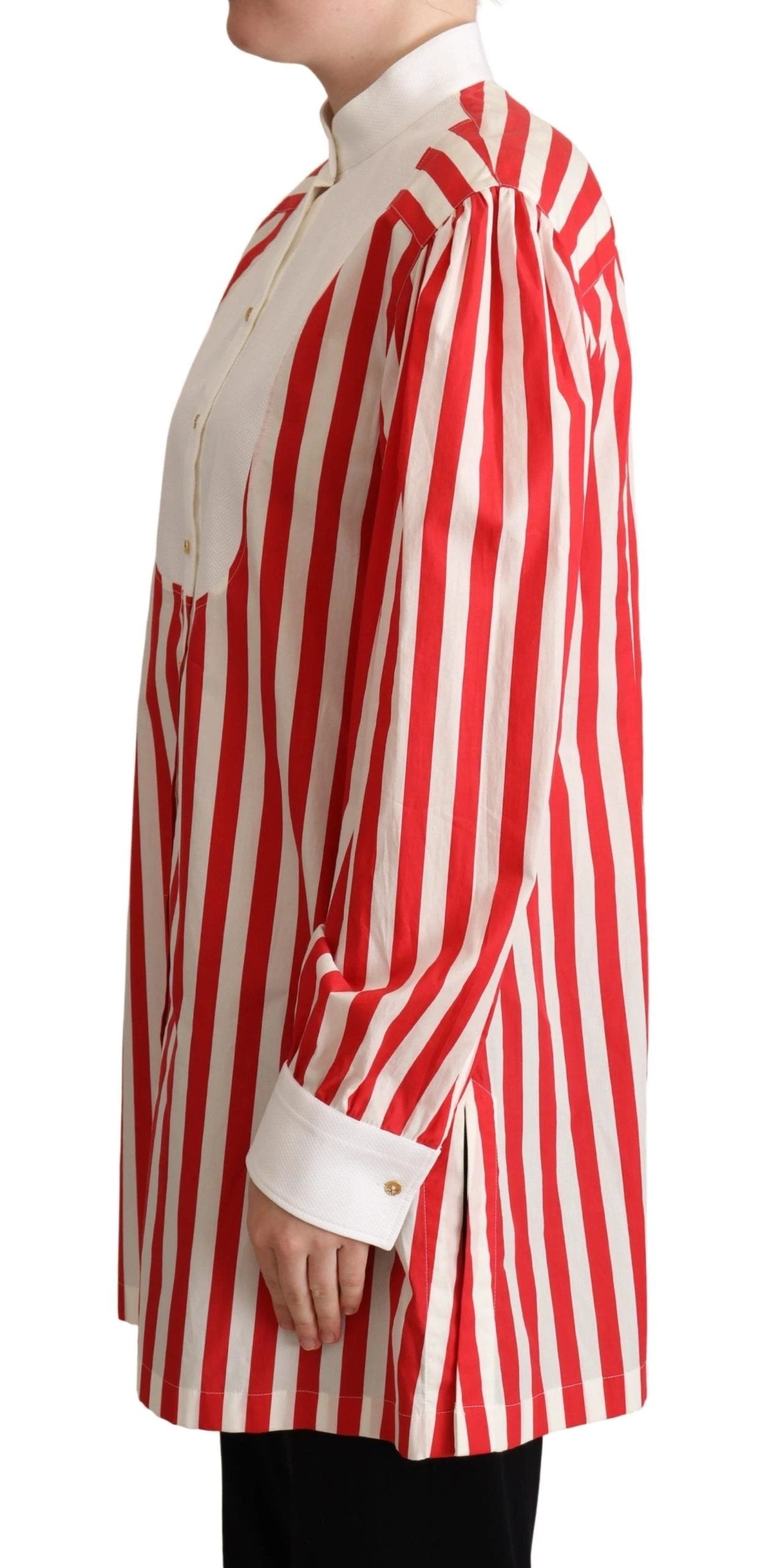 Dolce & Gabbana Red White Striped Long Sleeves Formal Shirt by Dolce & Gabbana