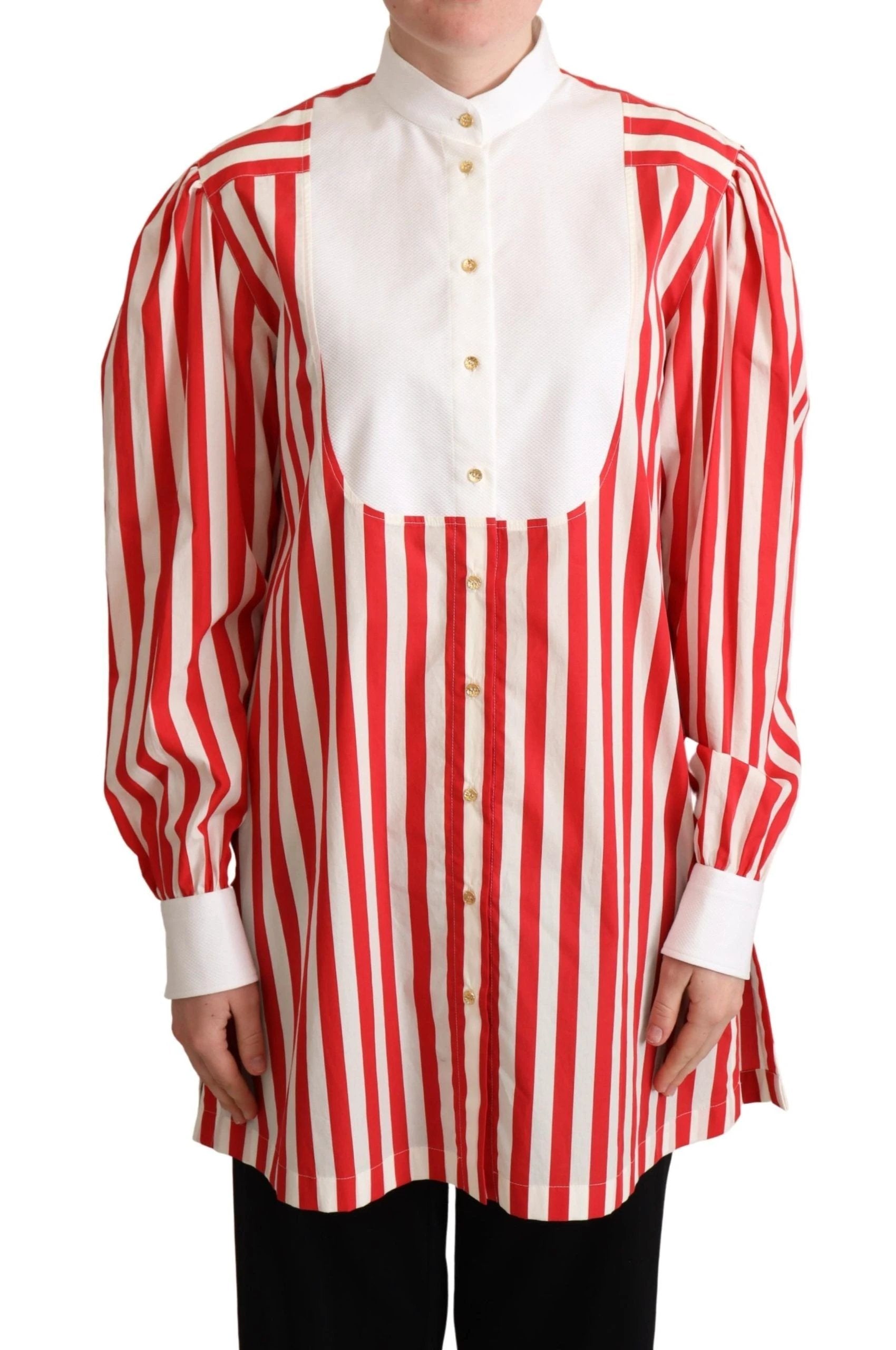 Dolce & Gabbana Red White Striped Long Sleeves Formal Shirt by Dolce & Gabbana