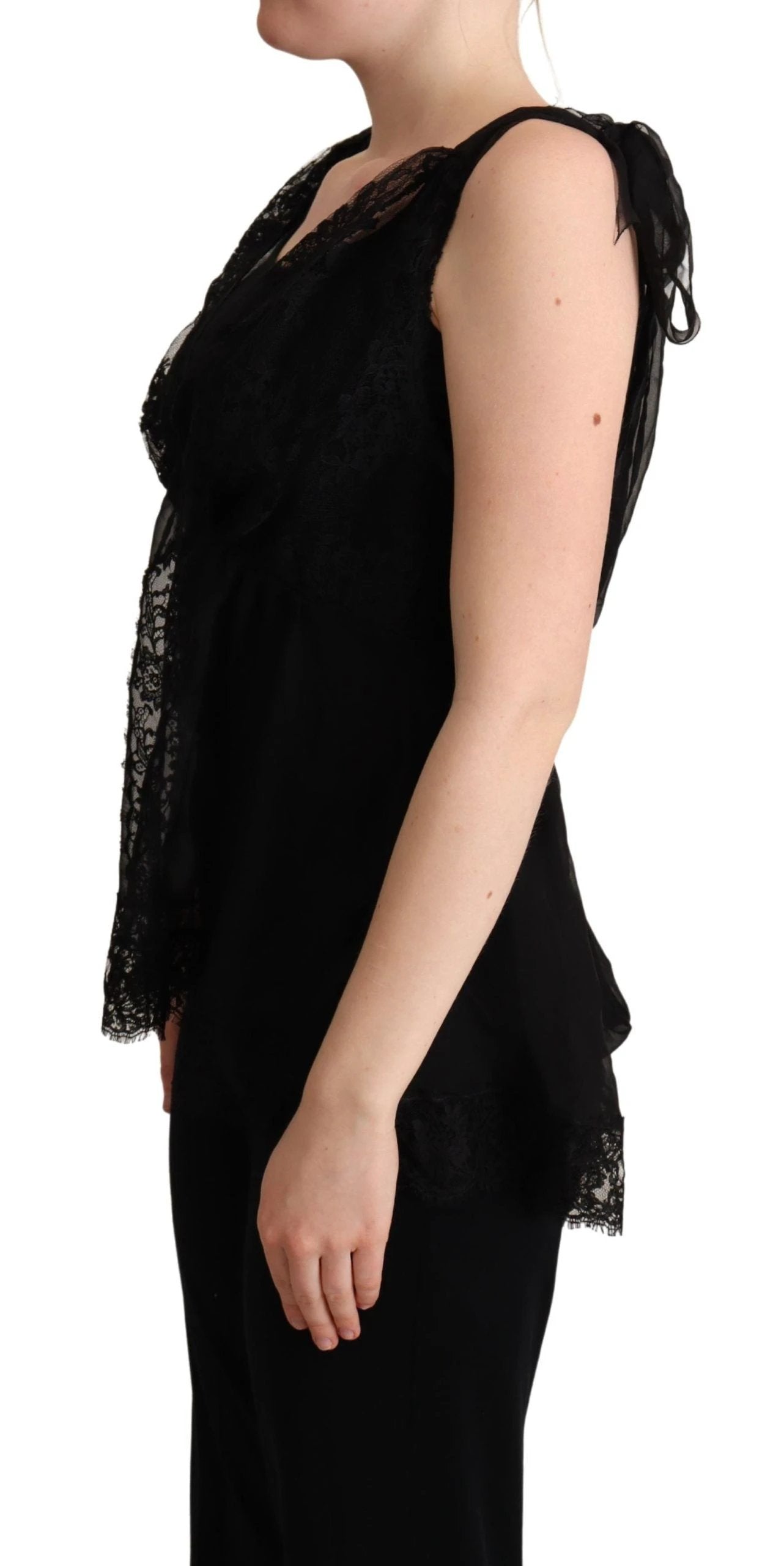 Dolce & Gabbana Black Silk Lace Trim Camisole Tank Top by Dolce & Gabbana