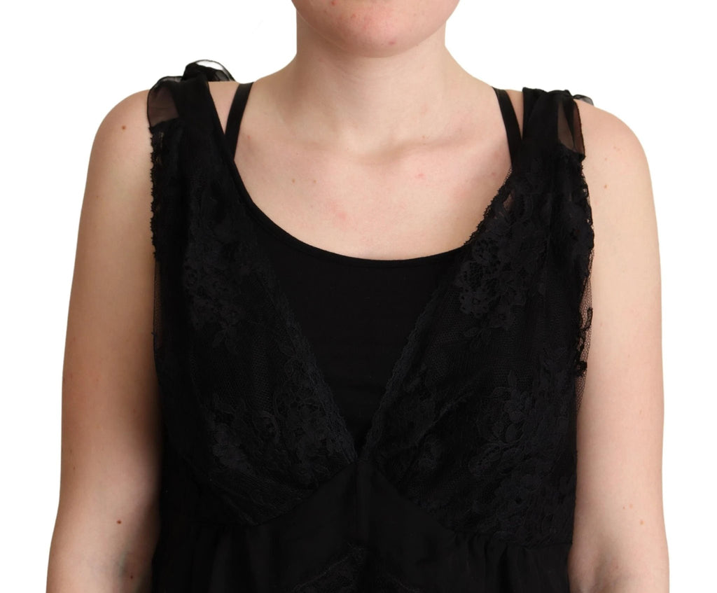 Dolce & Gabbana Black Silk Lace Trim Camisole Tank Top by Dolce & Gabbana