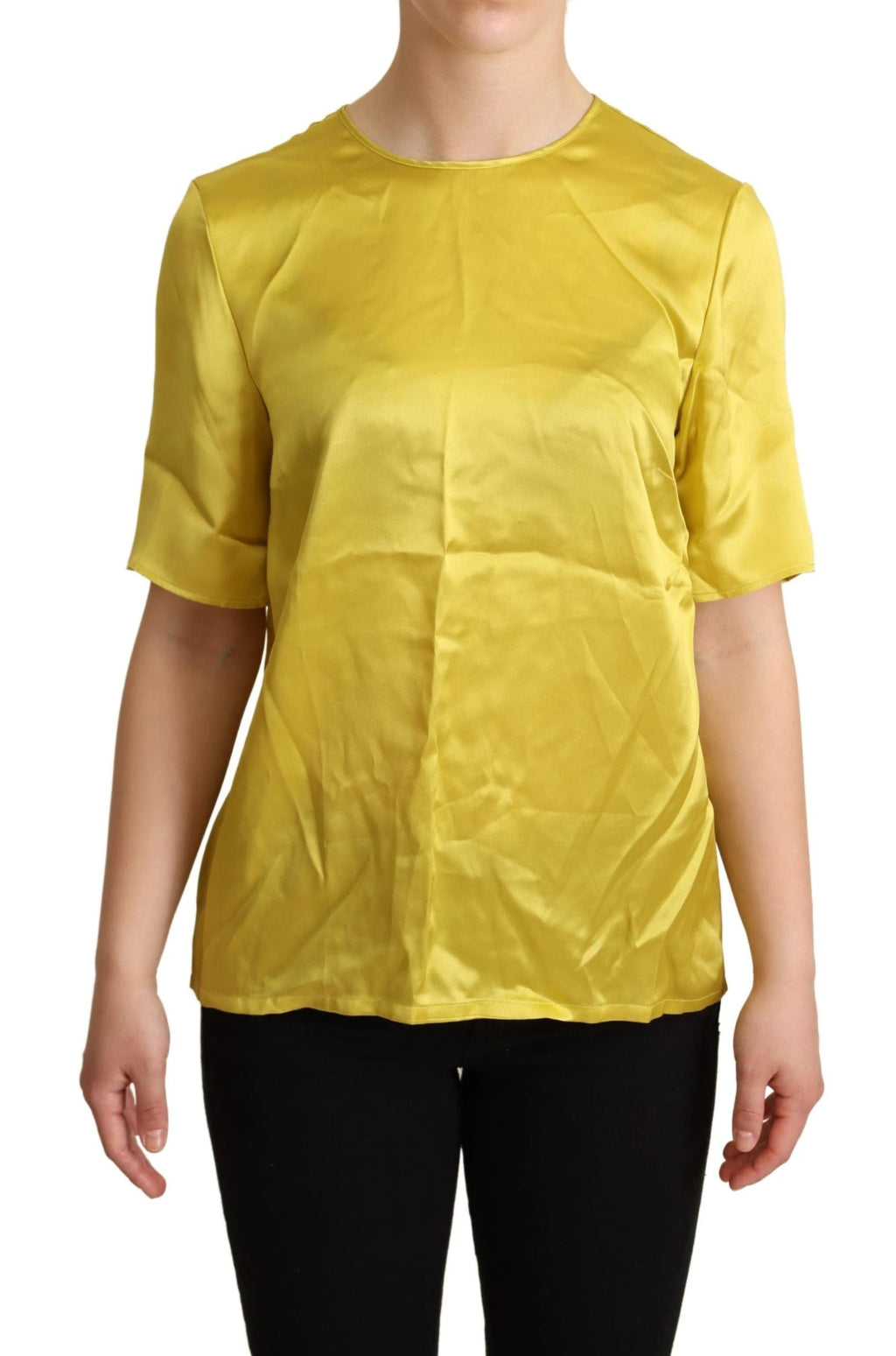 Dolce & Gabbana Yellow Silk Short Sleeve Blouse T-shirt by Dolce & Gabbana