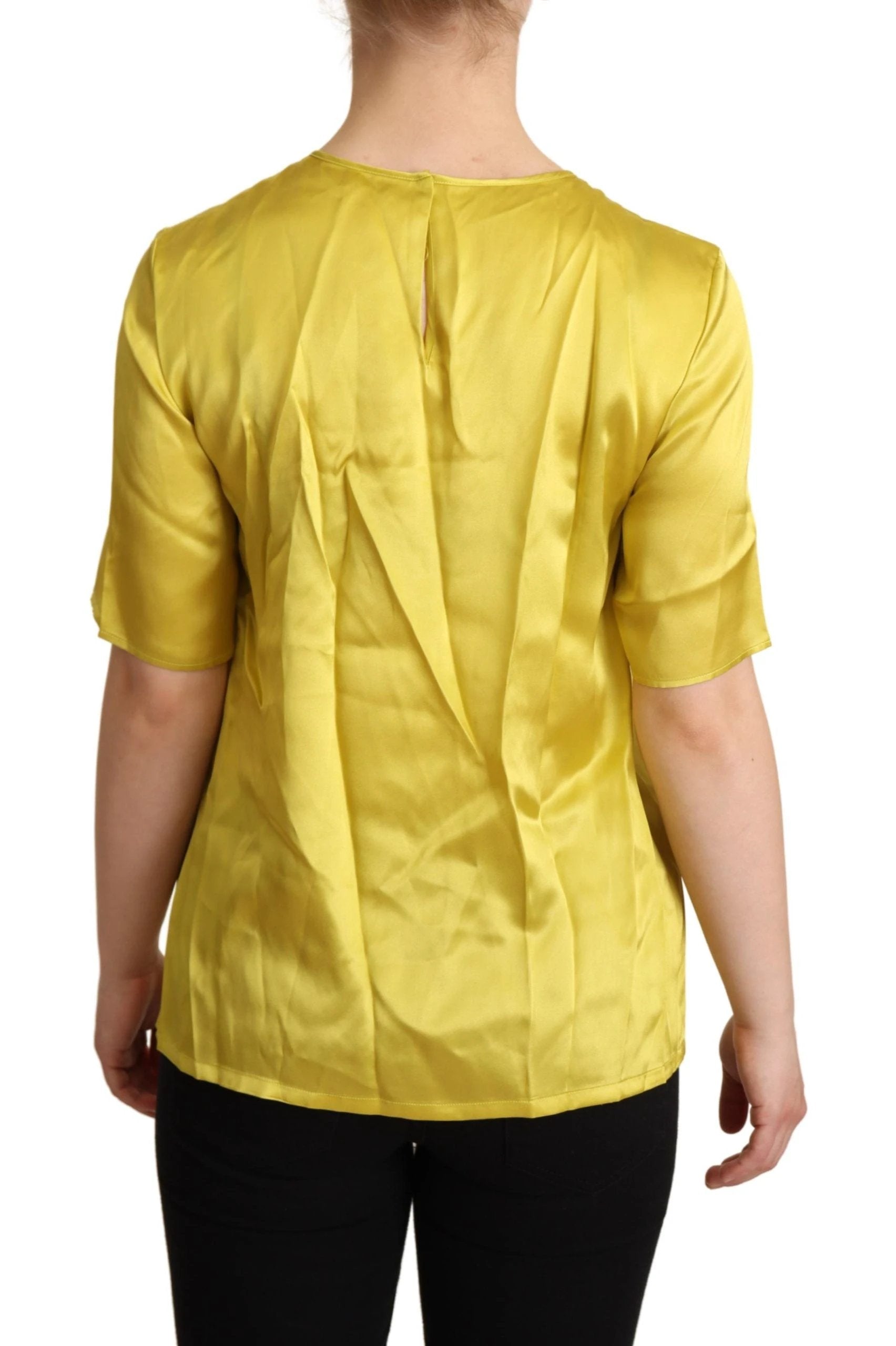 Dolce & Gabbana Yellow Silk Short Sleeve Blouse T-shirt by Dolce & Gabbana