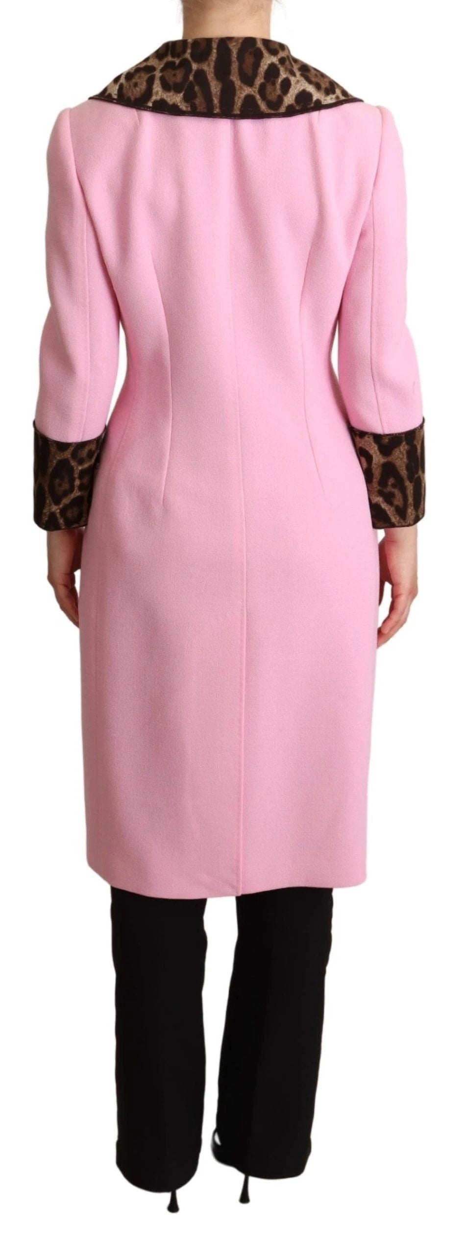 Dolce & Gabbana Pink Leopard Wool Trenchcoat Jacket by Dolce & Gabbana