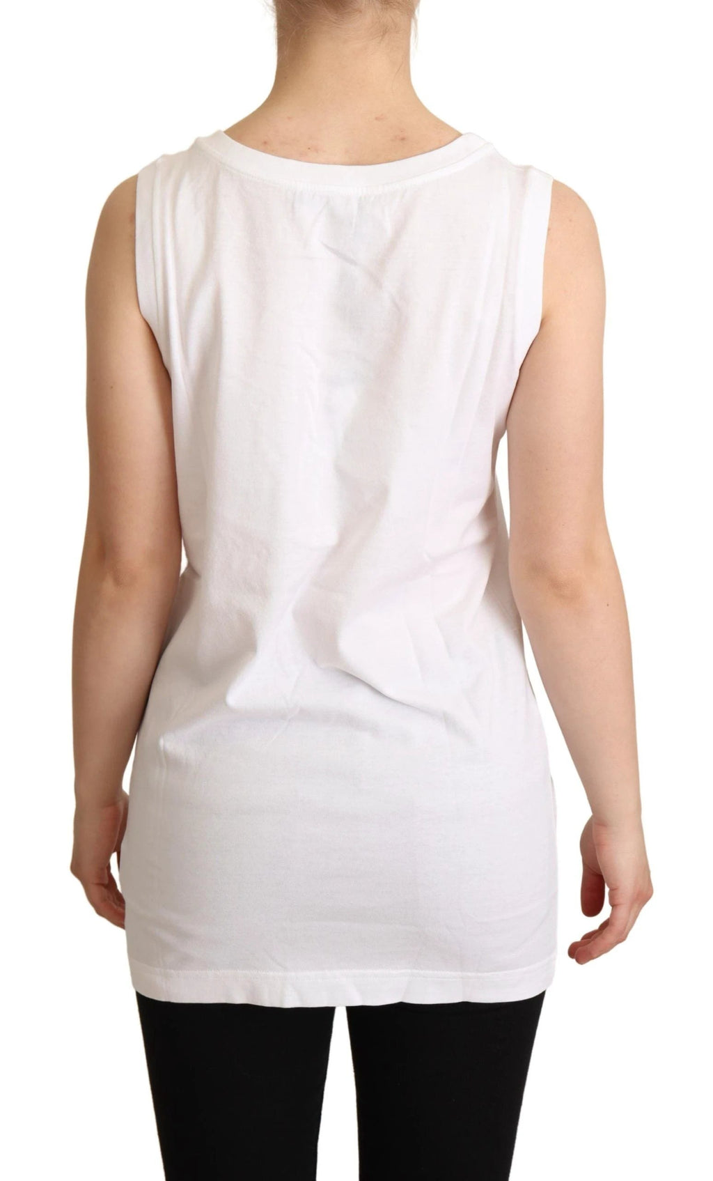 Dolce & Gabbana White La Moda Crystal Tank Top T-shirt by Dolce & Gabbana