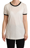 Dolce & Gabbana White Dotted Crewneck Cotton T-shirt by Dolce & Gabbana