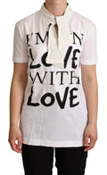 Dolce & Gabbana White Cotton Silk I'm In Love Top T-shirt by Dolce & Gabbana
