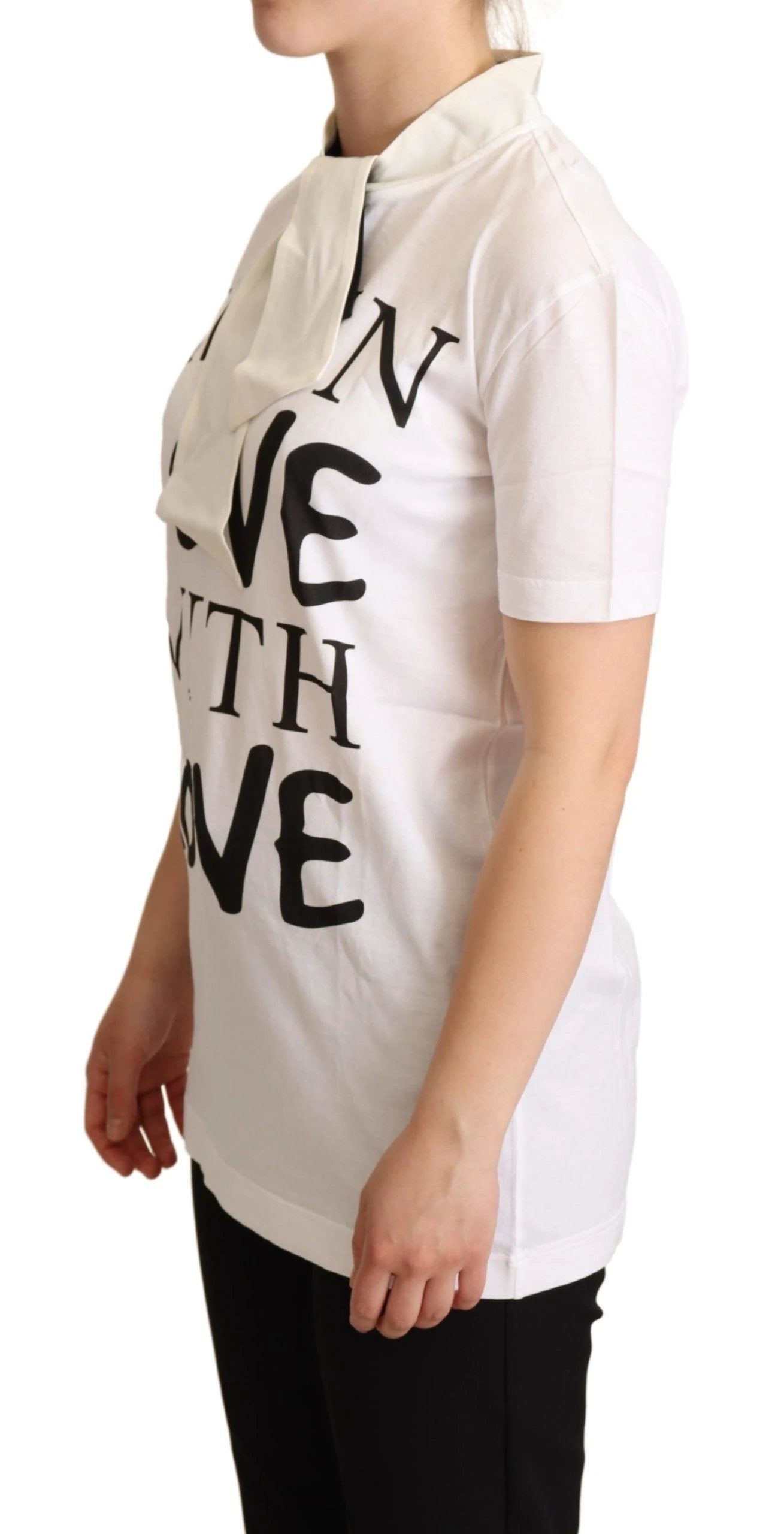 Dolce & Gabbana White Cotton Silk I'm In Love Top T-shirt by Dolce & Gabbana