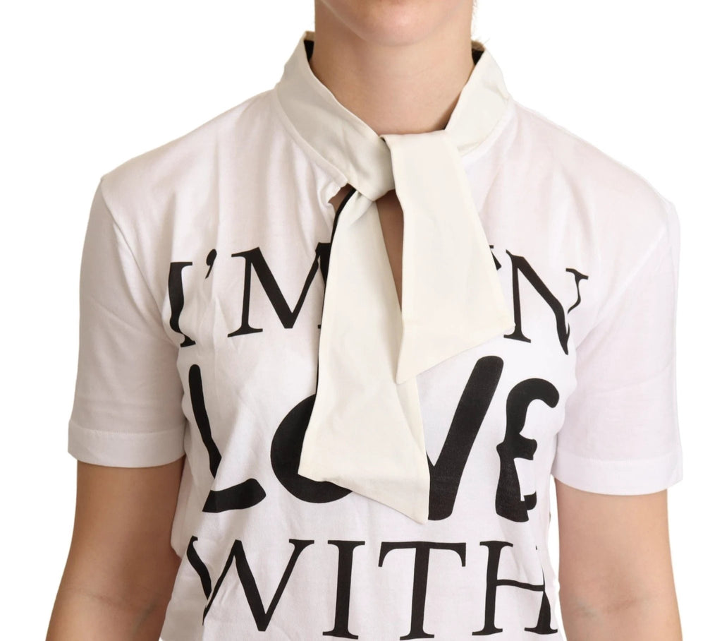 Dolce & Gabbana White Cotton Silk I'm In Love Top T-shirt by Dolce & Gabbana