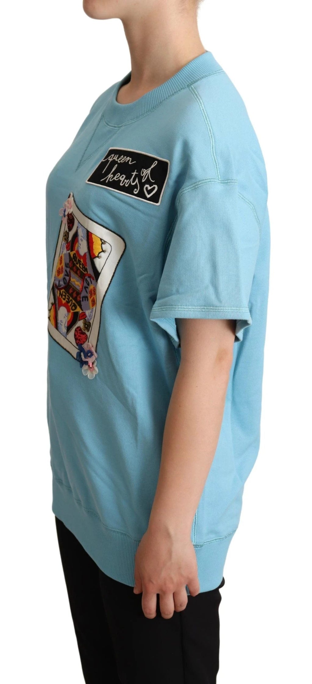 Dolce & Gabbana BLue Queen Of Hearts Card Sweater T-shirt by Dolce & Gabbana