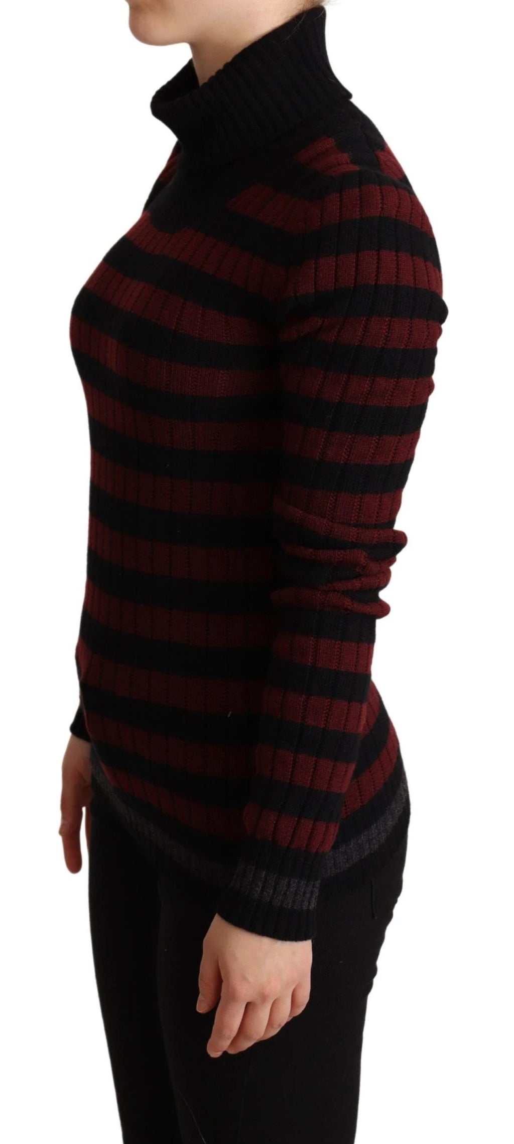 Dolce & Gabbana Black Red Striped Wool Pullover Sweater by Dolce & Gabbana