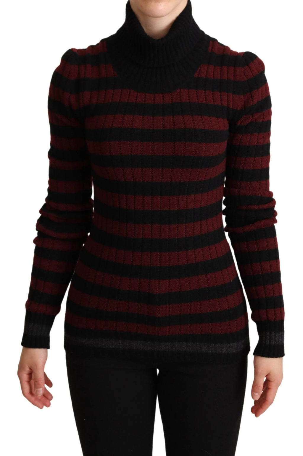 Dolce & Gabbana Black Red Striped Wool Pullover Sweater by Dolce & Gabbana