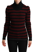 Dolce & Gabbana Black Red Striped Wool Pullover Sweater by Dolce & Gabbana