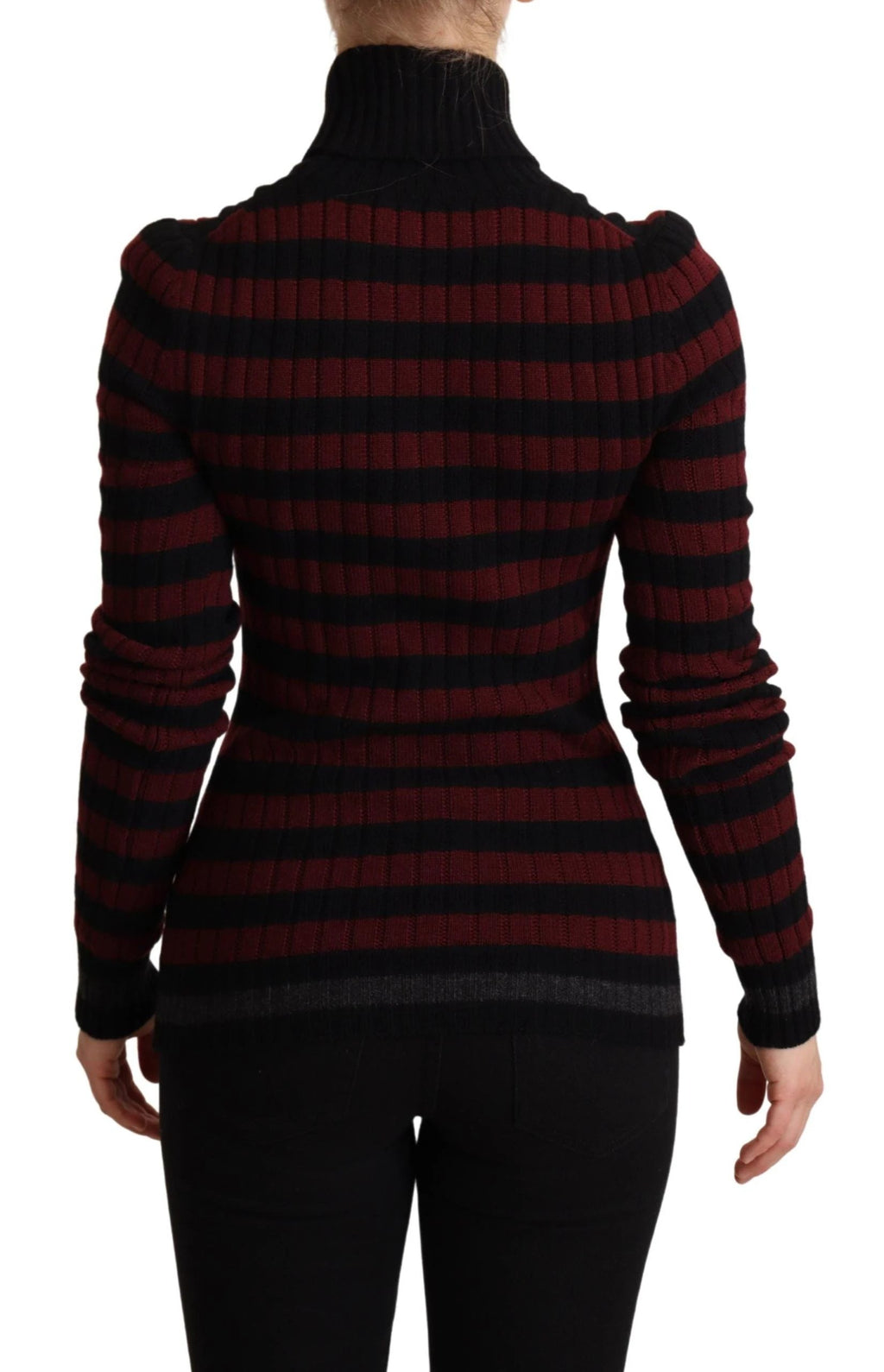 Dolce & Gabbana Black Red Striped Wool Pullover Sweater by Dolce & Gabbana