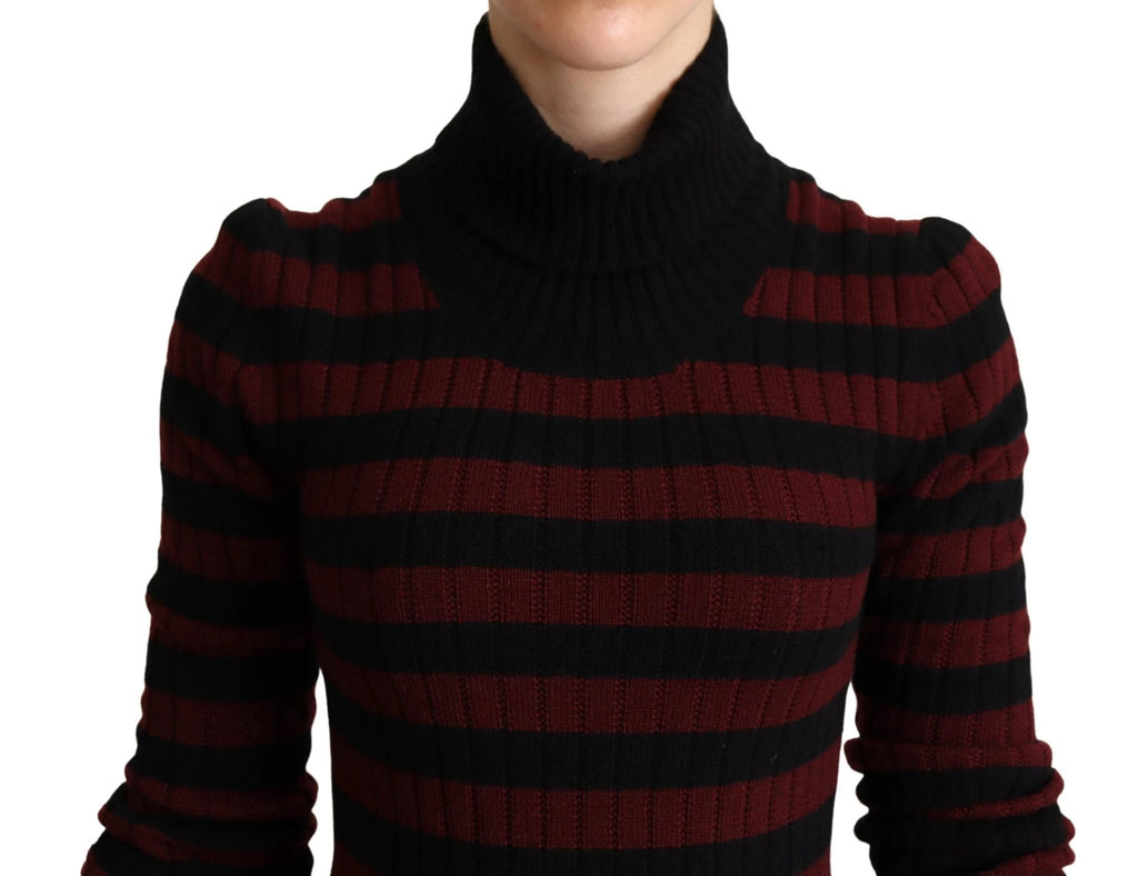 Dolce & Gabbana Black Red Striped Wool Pullover Sweater by Dolce & Gabbana