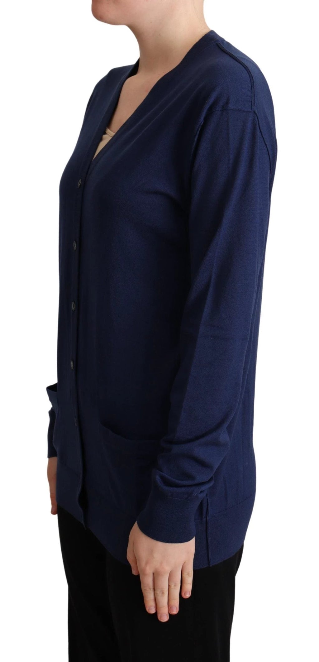 Dolce & Gabbana Blue Virgin Wool Button Down Cardigan Sweater by Dolce & Gabbana