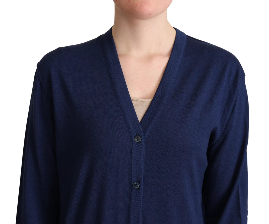 Dolce & Gabbana Blue Virgin Wool Button Down Cardigan Sweater by Dolce & Gabbana