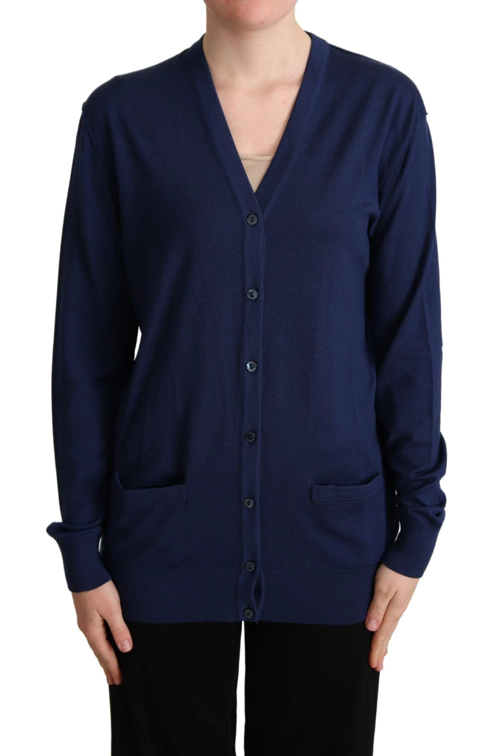 Dolce & Gabbana Blue Virgin Wool Button Down Cardigan Sweater by Dolce & Gabbana