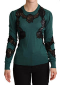 Dolce & Gabbana Green Wool Crewneck Sweater by Dolce & Gabbana