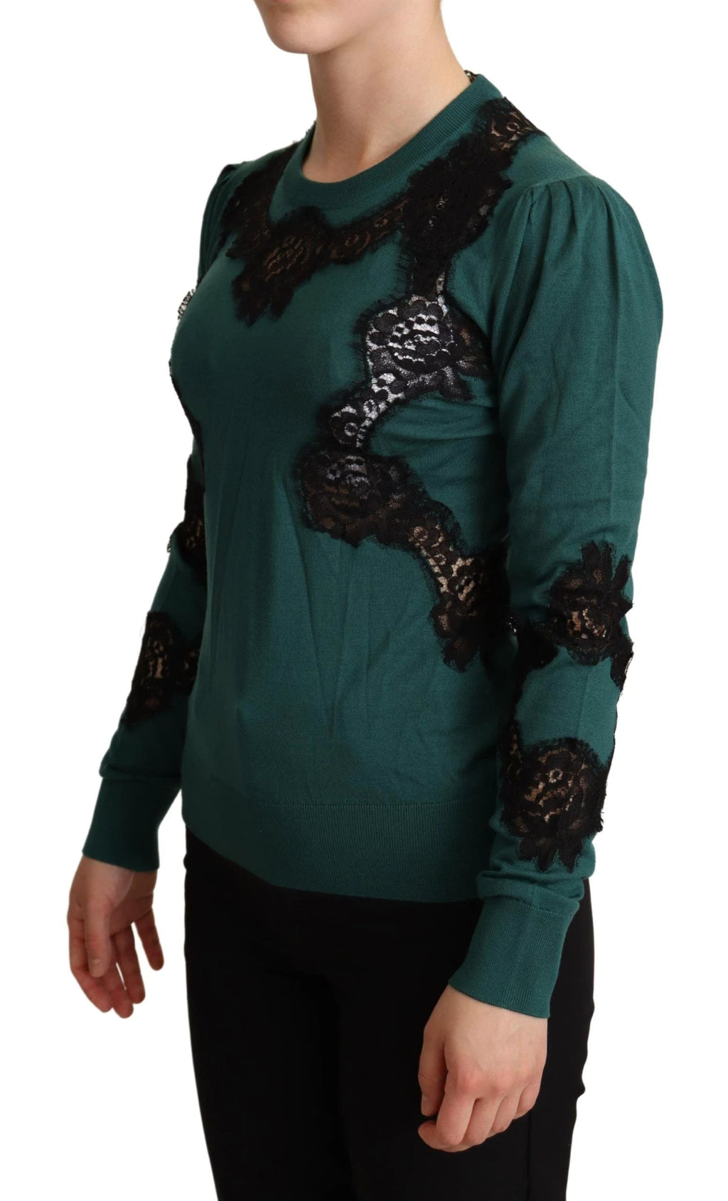 Dolce & Gabbana Green Wool Crewneck Sweater by Dolce & Gabbana
