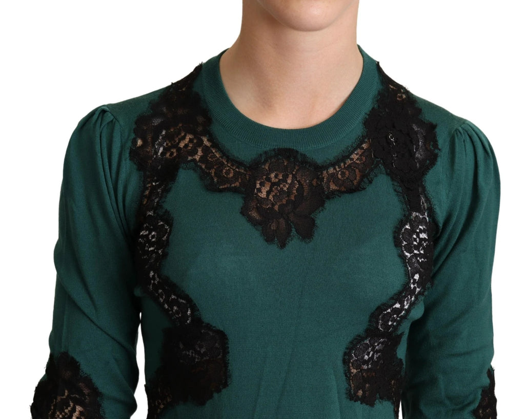 Dolce & Gabbana Green Wool Crewneck Sweater by Dolce & Gabbana