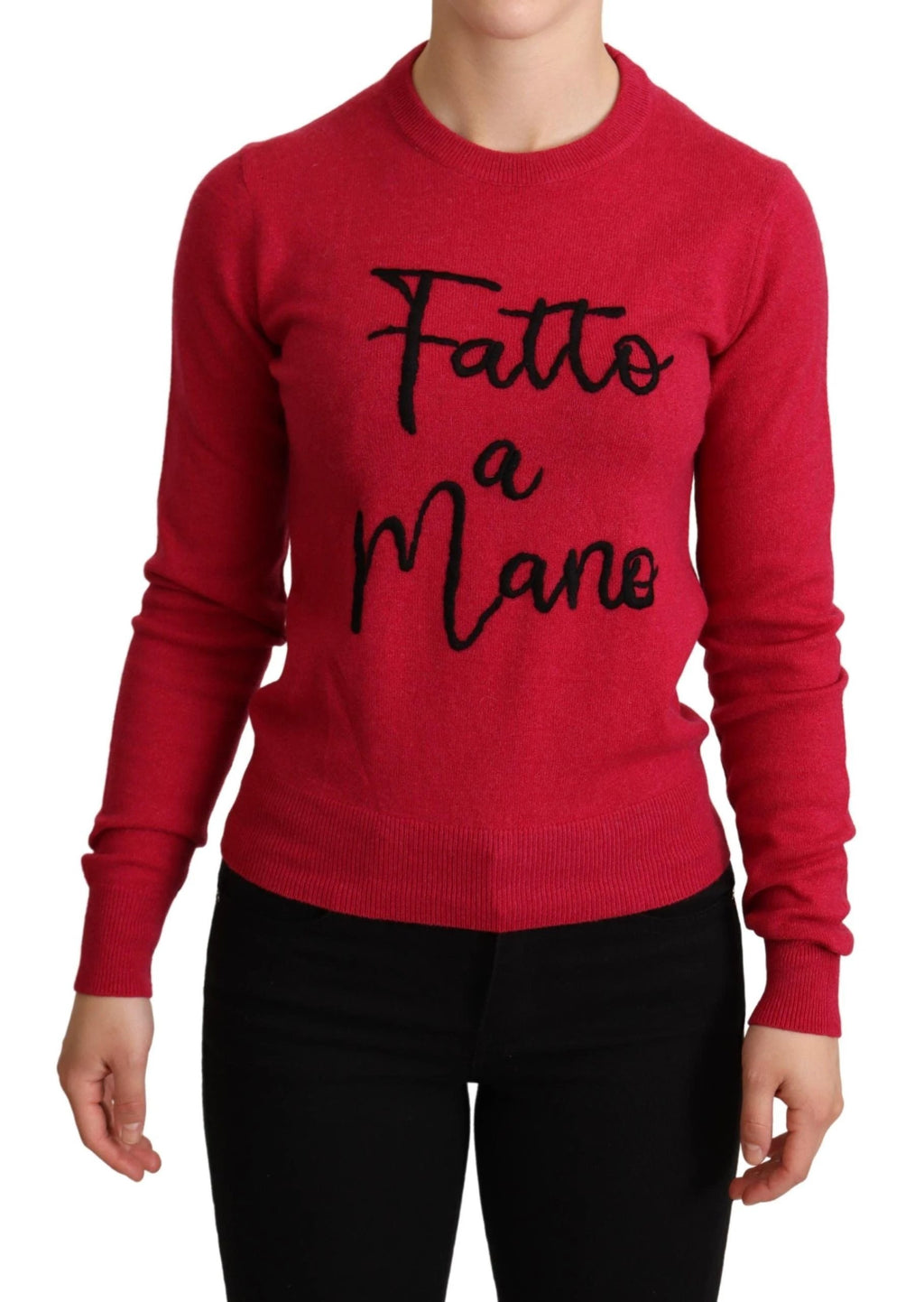 Dolce & Gabbana Pink Embroidered Cashmere Wool Pullover Sweater by Dolce & Gabbana