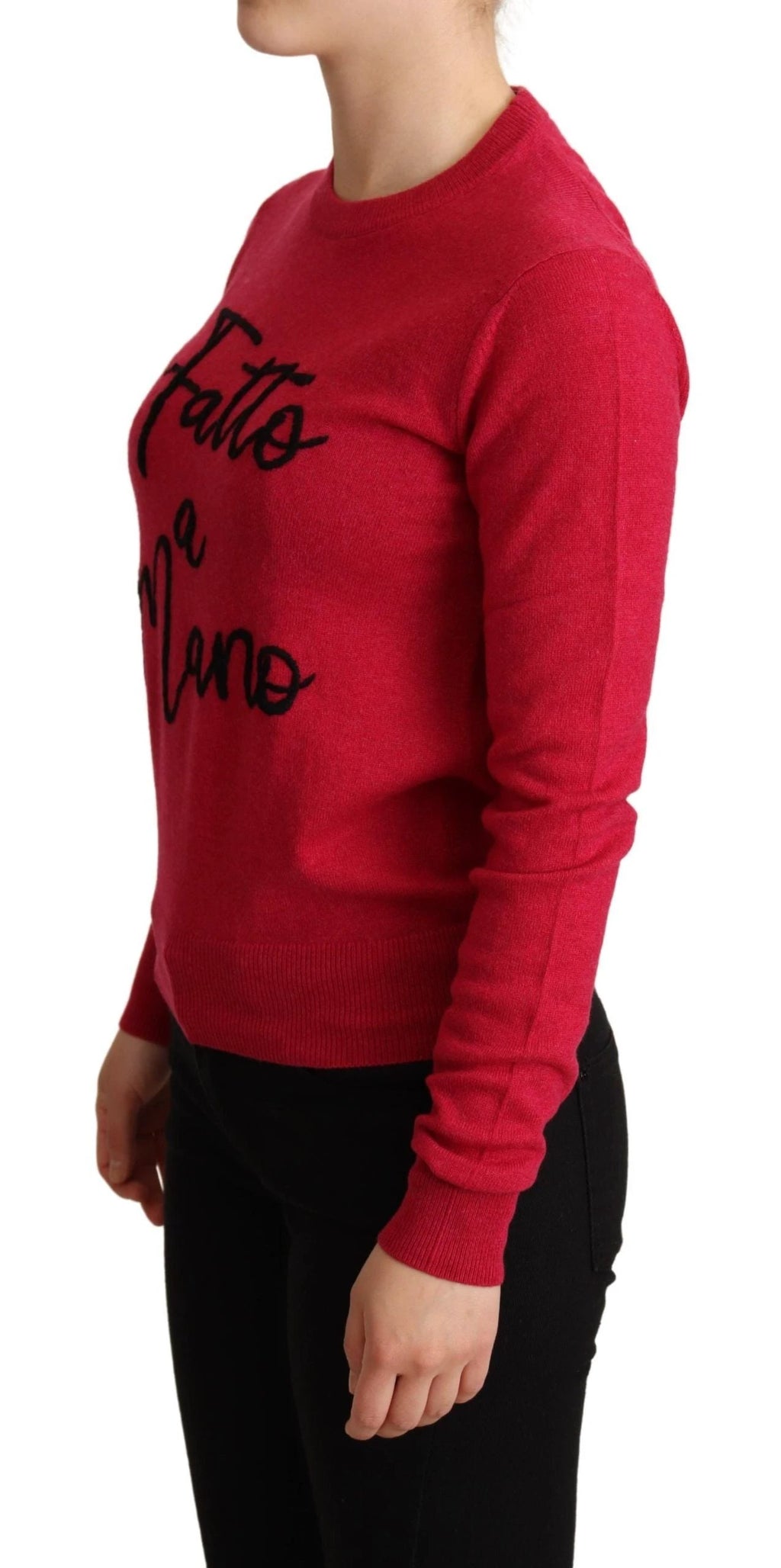 Dolce & Gabbana Pink Embroidered Cashmere Wool Pullover Sweater by Dolce & Gabbana