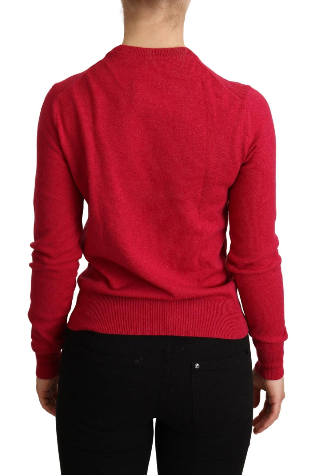 Dolce & Gabbana Pink Embroidered Cashmere Wool Pullover Sweater by Dolce & Gabbana