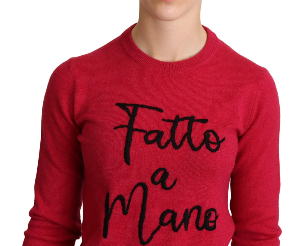 Dolce & Gabbana Pink Embroidered Cashmere Wool Pullover Sweater by Dolce & Gabbana