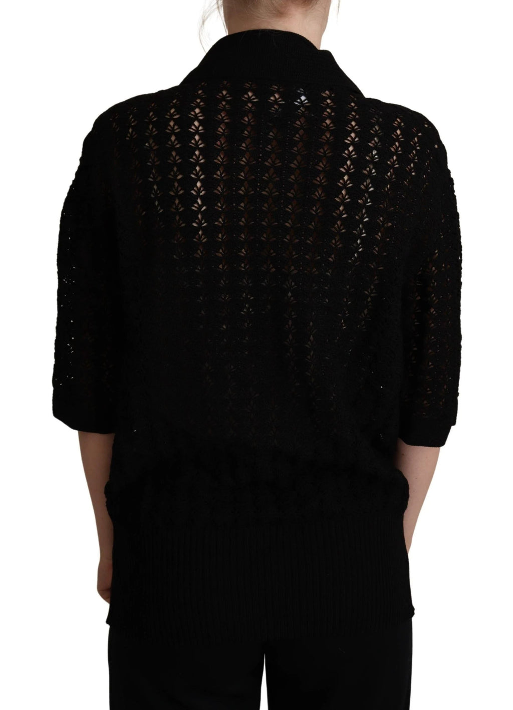 Dolce & Gabbana Black Embroidered Knitted Cotton Sweater by Dolce & Gabbana