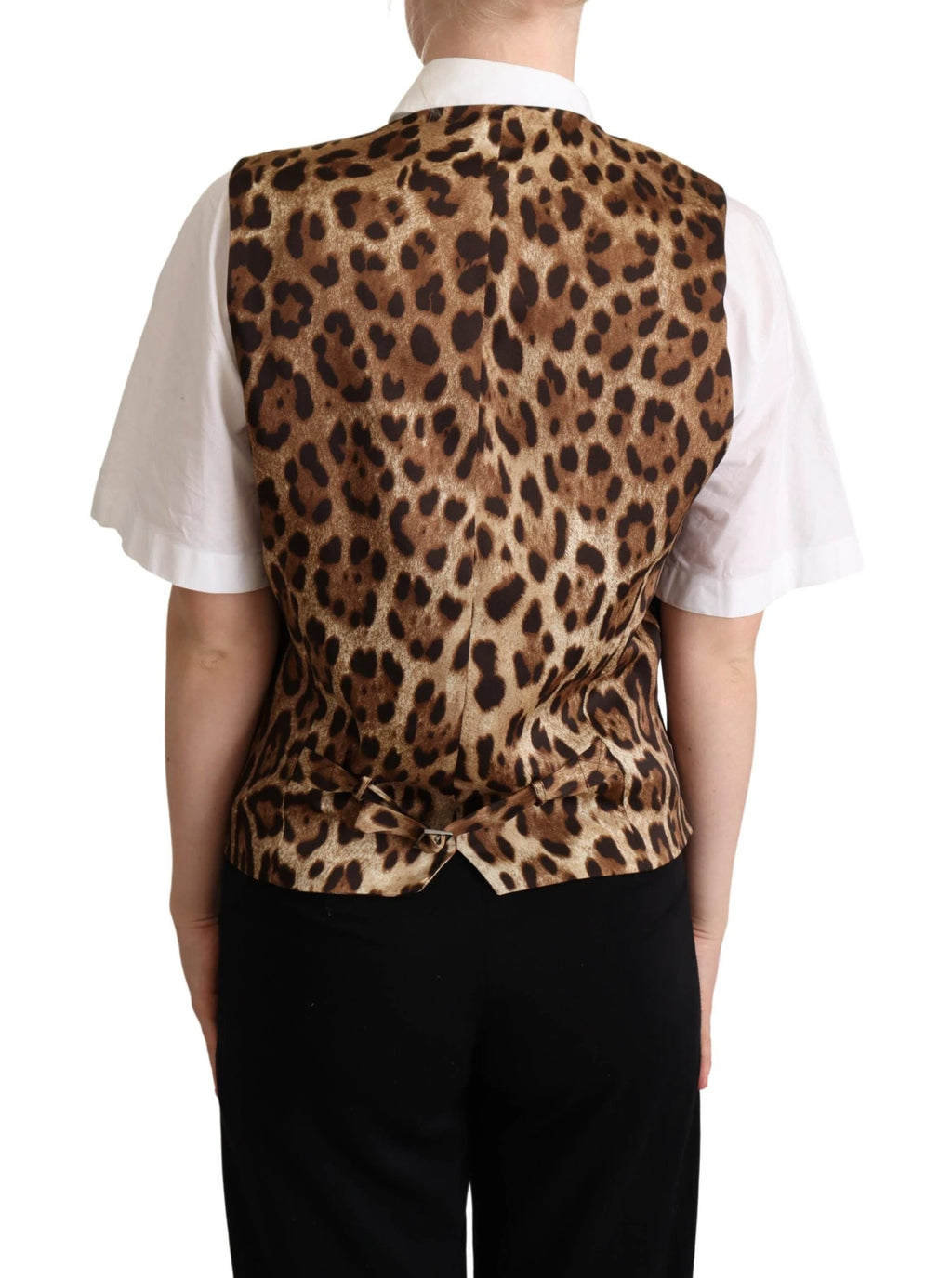 Dolce & Gabbana Gray Wool Leopard Print Waistcoat Vest by Dolce & Gabbana