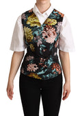 Dolce & Gabbana Black Jacquard Floral Waistcoat Vest by Dolce & Gabbana
