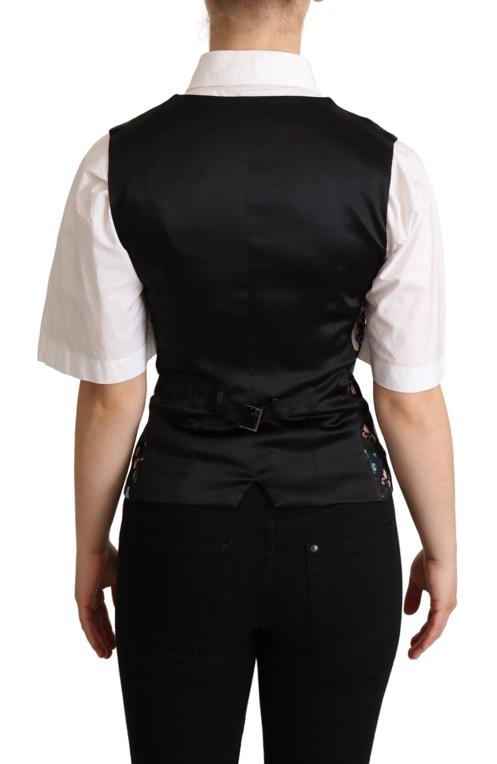 Dolce & Gabbana Black Jacquard Floral Waistcoat Vest by Dolce & Gabbana