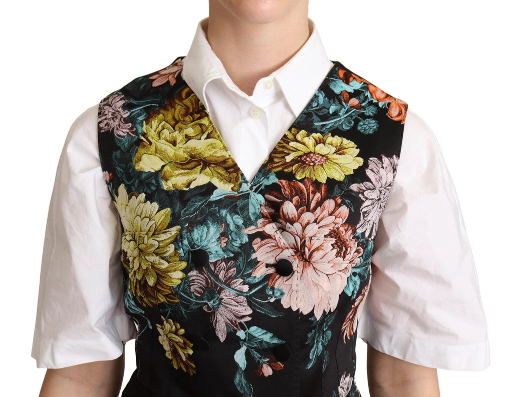 Dolce & Gabbana Black Jacquard Floral Waistcoat Vest by Dolce & Gabbana