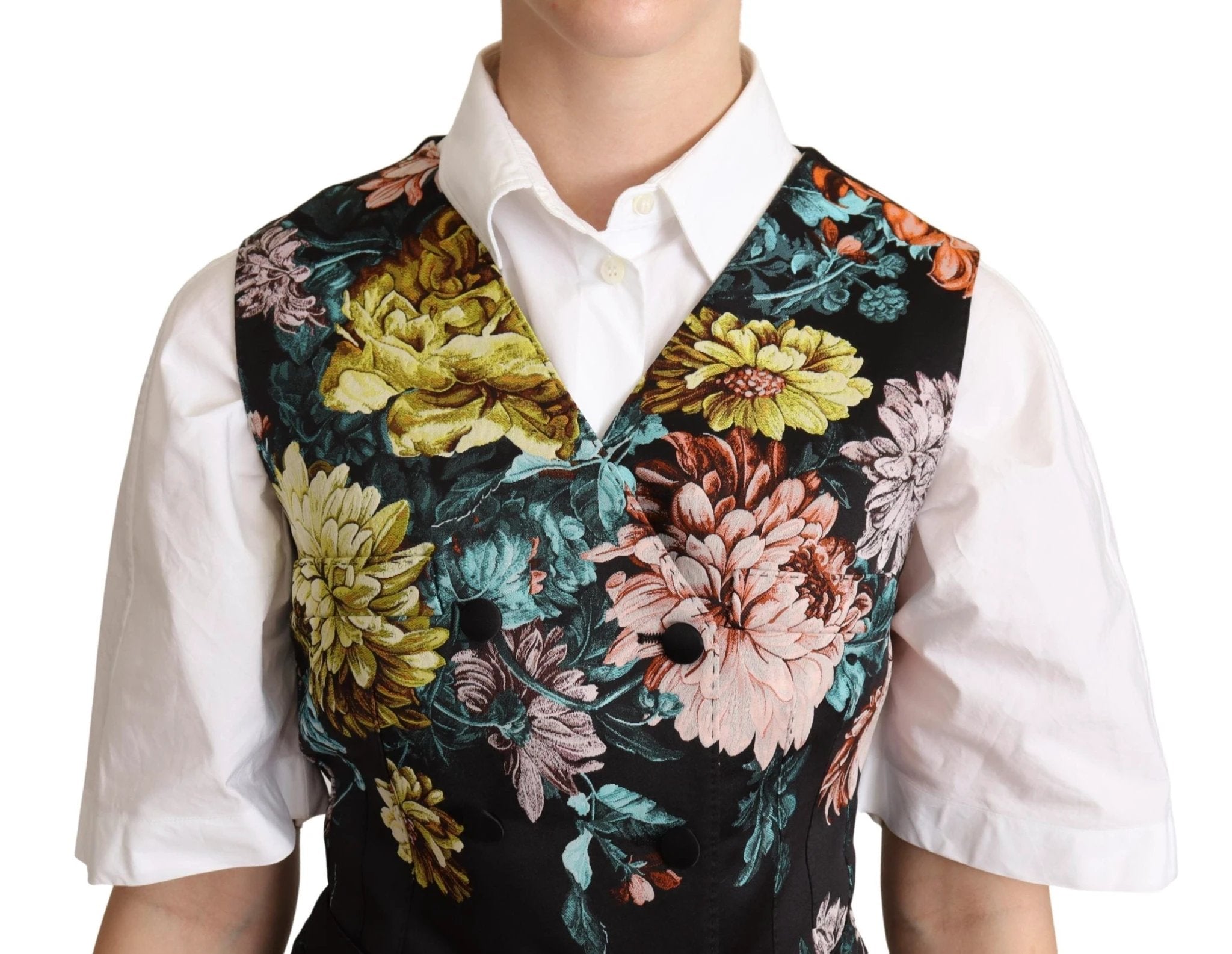 Dolce & Gabbana Black Jacquard Floral Waistcoat Vest by Dolce & Gabbana