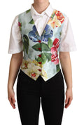 Dolce & Gabbana Mint Green Floral Silk Waistcoat Vest by Dolce & Gabbana