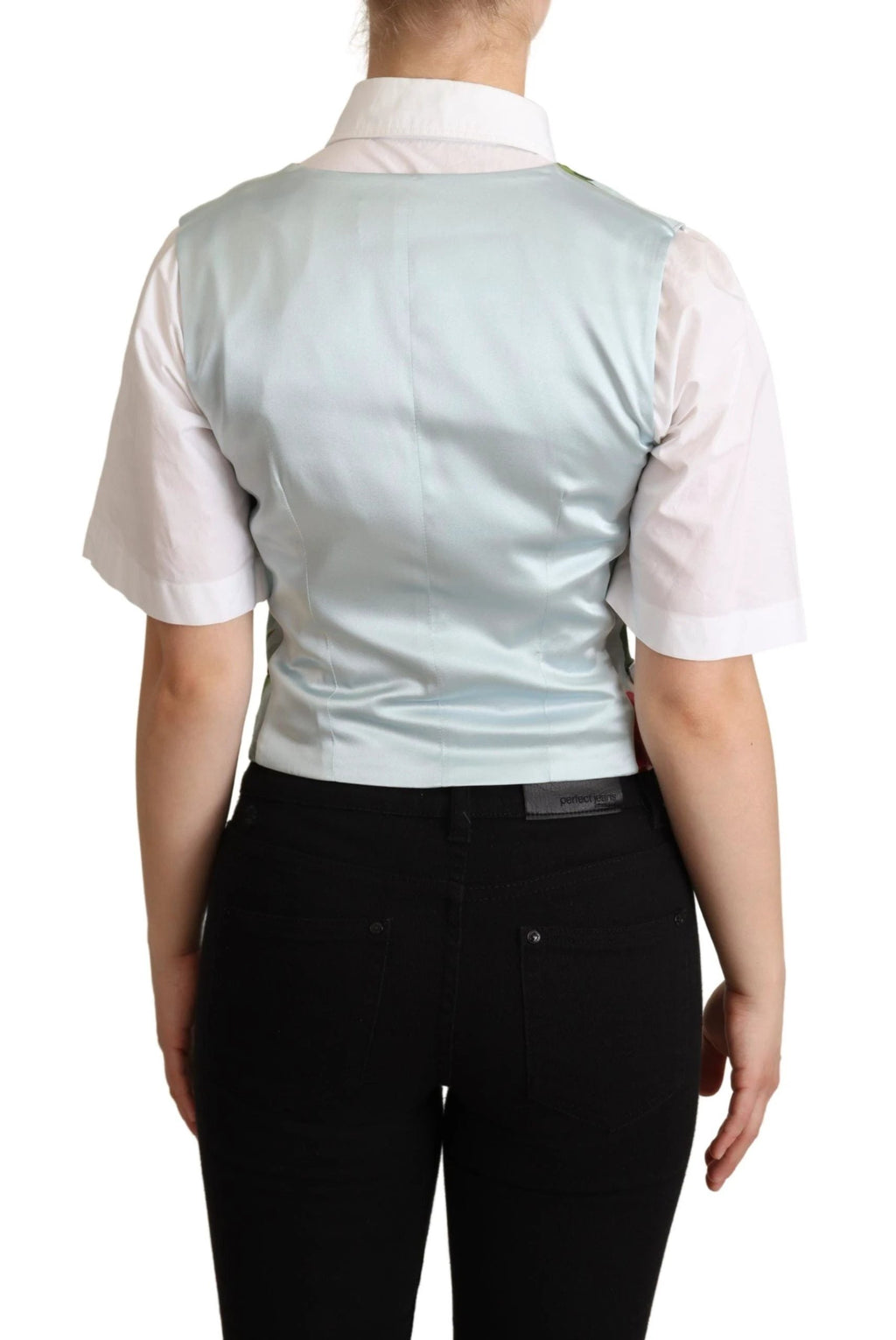 Dolce & Gabbana Mint Green Floral Silk Waistcoat Vest by Dolce & Gabbana